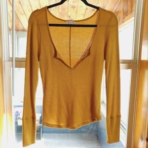 Free People Deep V Long Sleeve